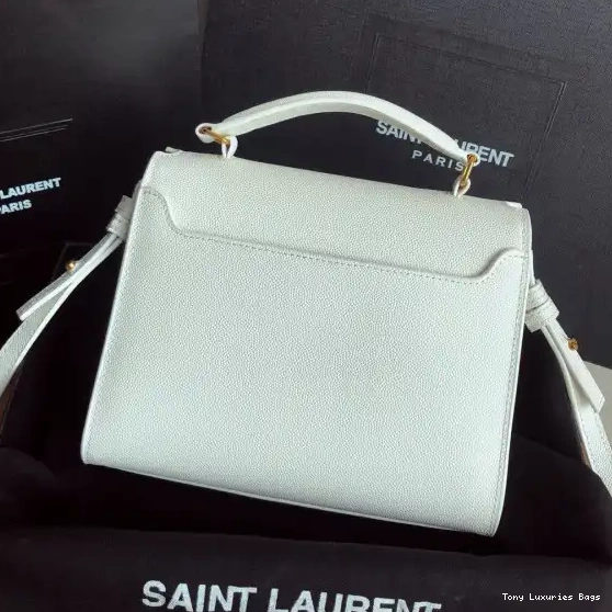 Tony Luxuries DE HANDLE CASSANDRA MINI IN TOP GRAIN EMBOSSED BAG YSL LEATHER POUDRE 0517
